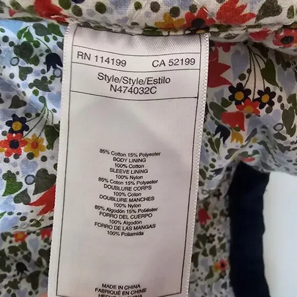 Roxy Navy Corduroy Toggle Jacket Women’s Floral Lined Hooded Coat Large - Picture 7 of 9